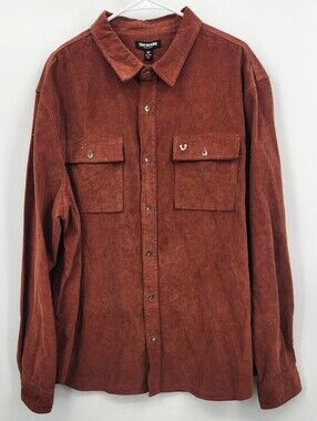 True Religion Men's Corduroy Workwear Long Sleeve Button Up Shirt Size Large